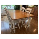 White washed dining table, chairs (4)