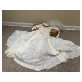 Vintage wedding gown, veil