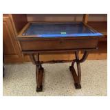 Locking glass top display table