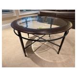 Glass inlay round coffee table