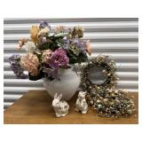 Spring decor, florals, wreaths, bunnies