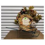 Decorative wheelbarrow, Give Thanks plate,