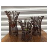Wire candleholders, 3 piece set