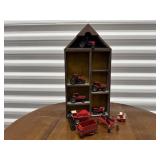 Curio wall shelf, farm toys