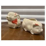 Pig cream & sugar dishes