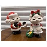 Mr. & Mrs. Claus pig studio ceramics (2)