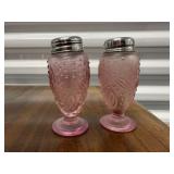 Pink depression glass salt & pepper shakers