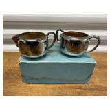 Oneida Tudor plate cream & sugar dishes