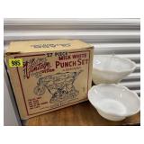 Milk glass punch set