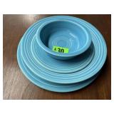 Fiestaware dishes, plates (2), bowls (2)