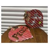 Peace, Love corrugated tin holiday decorations