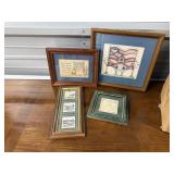 Assorted wall decor, set of 4 framed prints