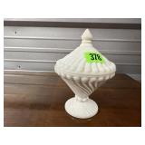 Milk glass candy dish