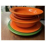 Orange, green Fiestaware dishes, 6 piece