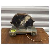Wooden pig pull toy