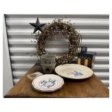 Patriotic collectibles, wreath, plate, medallion,
