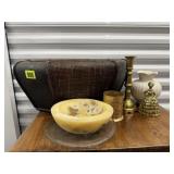 Boho decor, wax bowk, basket, vase, brass