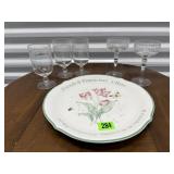 Lenox Butterfly Meadow plate, etched drinkware