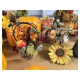 Fall decorations, florals, candles, pumpkins