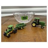 Crystal bowl, John Deere troy tractors