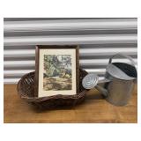 Squirrel picture, watering can, basket