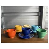 Fiestaware cups (6), saucers (3)