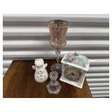 Shabby chic decor, clock, angel votive holder,