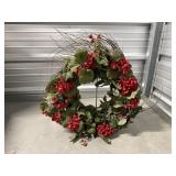 Floral wreath, wrought iron stand included