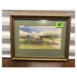 Farm wagon watercolor artwork