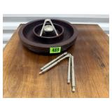 Wooden nut bowl, nutcrackers