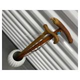 Carved wooden canes (2), vase included