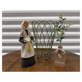 Wire basket, amish doll, decor