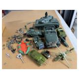 Military toys, tanks, jeeps, soldiers