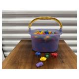 Bucket of rubber toys