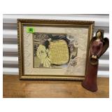 Angels Unaware framed poem, angel statue