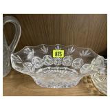 Shelf of Fostoria, crystal
