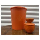 Tupperware canister, butter bell