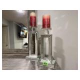 Mirrored pillar candlesticks (2)