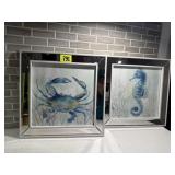 Seashorse, crab wall decor