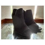Black open toed ankle boots