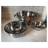 Stainless colander, 3 piece set