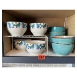 Royal Norfolk bowls, includes 2 patterns, shelf
