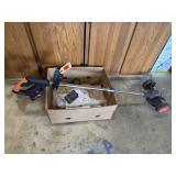 Cordless trimmer, box of accessories, blades,