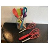 Kitchen utensils, whisks, scrapers