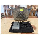 Metal pail, charging station