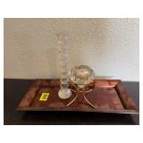 Decorative tray, candle holders