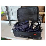 Suitcase, blanket, travel mugs (2)