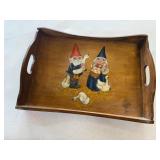 Hand painted gnome serving tray