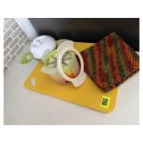 Cutting board, fruit/veggie slicer, hand chopper,