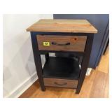 Navy woodgrain side table